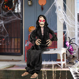 Tangkula 5 FT Halloween Animated Sitting Reaper with Moving Upper Body