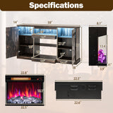 Tangkula 58” Fireplace TV Stand with 23” 3-Side Glass Electric Fireplace