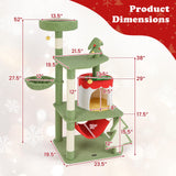 Tangkula Christmas Cat Tree, 52” Tall Cat Tower with Sisal Scratching Posts & Xmas Tree