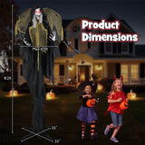 Tangkula 8.2 FT Halloween Animatronics Standing Witch with Wings, Voice Activated Ghost with Lighted Eyes