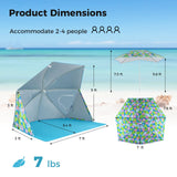 Tangkula Beach Tent for 2-4 People, 2-in-1 Beach Tent Sun Shelter with Extendable Floor