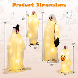 Tangkula 4 PCS Halloween Lighted Standing Ghost Family with Red & Warm White LED Lights