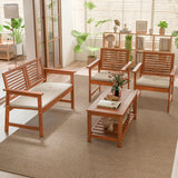 Tangkula 4 Piece Patio Conversation Set, Wood Sofa Set with Soft Seat Cushions