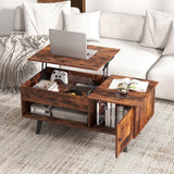 Tangkula Lift Top Coffee Table with Storage, Living Room Table with Hidden Compartment, Cabinet & Open Shelf