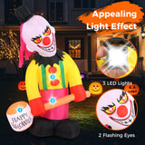 Tangkula 8 FT Inflatable  Halloween Head Turning Clown, LED Lighted Animated Clown with Hammer & Flashing Eyes