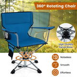 Tangkula Swivel Camping Chair, Portable Lawn Chair with Cup Holder, Storage Pocket, Carrying Bag