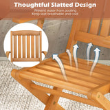 Tangkula Patio Wood Folding Chair , Outdoor Eucalyptus Wood Dining Chairs w/Armrests & Slatted Seat