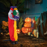 Tangkula 4.5 FT Halloween Grins Animatronic Clown with Pre-Recorded Phrases, LED Glowing Red Eyes