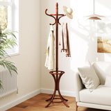 Tangkula Coat Rack with Umbrella Holder, 73 Inch Freestanding Coat Hanger Stand with 12 Hooks