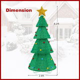 Tangkula 6.2 FT Lighted Pop-up Christmas Tree, Indoor/Outdoor Pre-Lit Xmas Tree with 200 LED Lights