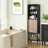 Tangkula Tall Bathroom Storage Cabinet with 1 Door and 4 Shelves, 57" H Narrow Floor Cabinet with Adjustable Shelves