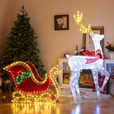 Tangkula 5.4 FT Christmas Lighted Reindeer & Santa’s Sleigh