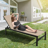 Tangkula Aluminum Patio Chaise Lounge, Outdoor Adjustable Lounge Chair with 6-Position Backrest