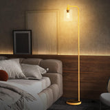 Tangkula Industrial Floor Lamp, Modern Standing Lamp with Hanging Glass Lampshade & Foot Switch