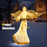 Tangkula 5.2 FT Outdoor Christmas Lighted Angel, Xmas Pre-lit 3D Winged Angel with Halo