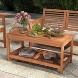 Tangkula Hardwood Outdoor Patio Coffee Table