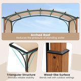 Tangkula 10x12Ft Pergola, Arched Patio Pergola with Retractable Sun Shade Canopy