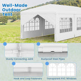 Tangkula 10x30 Ft Heavy Duty Party Tent, Large White Event Tent with 6 Sidewalls & 2 Zippered Door