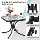 Outdoor Bistro Table, 20 Inches Patio Side Table with Tempered Glass