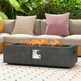 Tangkula Propane Gas Fire Pit, 42.5” Magnesium Oxide Rectangular Fire Pit Table, Protective Cover Included, 50,000 BTU Smokeless Fire Pit for Outside Patio