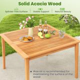 Tangkula 4-Person Outdoor Acacia Wood Dining Table, 39” Square Bistro Table with 1.96” Umbrella Hole