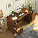 Tangkula Computer Desk with Drawers & Charging Station