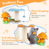 Tangkula Mushroom Cat Tree, 35 Inch Cute Cat Tower with Sisal Scratching Posts, Cat Condo