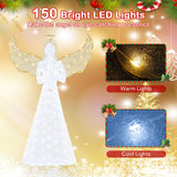 Tangkula 5 FT Lighted Christmas Angel, Light-up Winged Xmas Angel with 150 LED Lights, Zip Ties & Ground Stakes