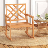 Tangkula Teak Wood Rocking Chair, Oversized Porch Rocker with Backrest and Slatted Seat (1/2, 32 x 28 x 35 Inch)