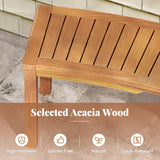 Tangkula Outdoor Curved Bench, Acacia Wood Fire Pit Bench w/Slatted Seat, 800 LBS Max Load, Oil Painted