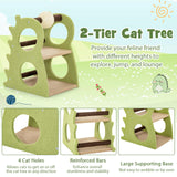 Tangkula Cute Cat Tree, Dinosaur-Shaped Cat Tower with Rotatable Sisal Scratching Ball (Green)