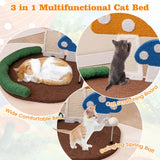 Tangkula 17 Inch Mushroom Cat Bed, Cat Claw Scratcher with Wide Large Platform, Sisal Scratching Panel