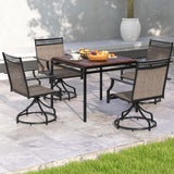 Tangkula Outdoor Swivel Dining Chairs Set of 2/4, Patio Chairs with Quick-Drying Fabric and Metal Frame