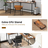 Tangkula L-Shaped Office Desk, L Shaped Corner Desk with Power Outlets, USB Ports