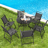 Tangkula Outdoor Folding Chairs Set of 2, Patio Dining Chairs with Breathable Seat & Cozy Armrests