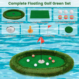 Tangkula Floating Golf Green for Pool, Floating Chipping Green Includes Golf Hitting Mat