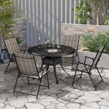 Tangkula Set of 4 Patio Folding Chairs, Outdoor Wicker Dining Chairs with Armrests (4, Mix Gray)