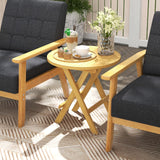 Tangkula Patio Folding Side Table, Teak Wood Round Coffee Table w/X-Shaped Legs & Slatted Tabletop, 20"D x 20"W x 20"H