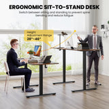 Tangkula Height Adjustable Electric Standing Desk, 63 x 24 Inch Sit Stand Desk with 3 Memory Height Settings