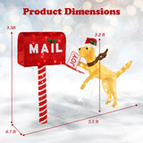 Tangkula 5.5 FT Christmas Lighted Mailbox & Dog, Xmas Decoration with 120 Warm White LED Lights