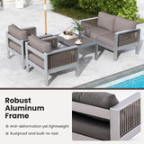 Tangkula 2 Pieces Aluminum Single Sofa, Outdoor Patio Furniture Set with Thick Back & Seat Cushions (Gray)