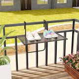 Tangkula Balcony Railing Table, Outdoor Folding Hanging Table with Metal Frame