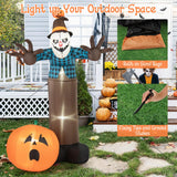 Tangkula 7 FT Halloween Inflatable Haunted Scarecrow, Blow up Yard Decoration with Built-in LED Lights