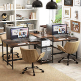 Tangkula 97" Extra Long 2-Person Computer Desk with Power Outlet