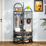 Tangkula Corner Hall Tree, 71 Inch Tall Entryway Coat Rack with Shoe Bench & 4 Storage Shelves