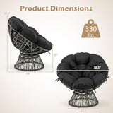 Tangkula PE Wicker Papasan Chair with 360° Swivel Base