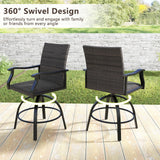 Tangkula 3 Pieces Wicker Patio Swivel Bar Set