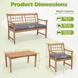 Tangkula 4 Piece Wood Patio Furniture Set, Outdoor Conversation Set w/Soft Seat Cushions