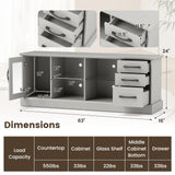 Tangkula TV Stand for 73-Inch TVs, 63” Media Console Table with 3 Drawers