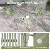 Tangkula 3 Pieces Bistro Set, All Weather PP Patio Conversation Set